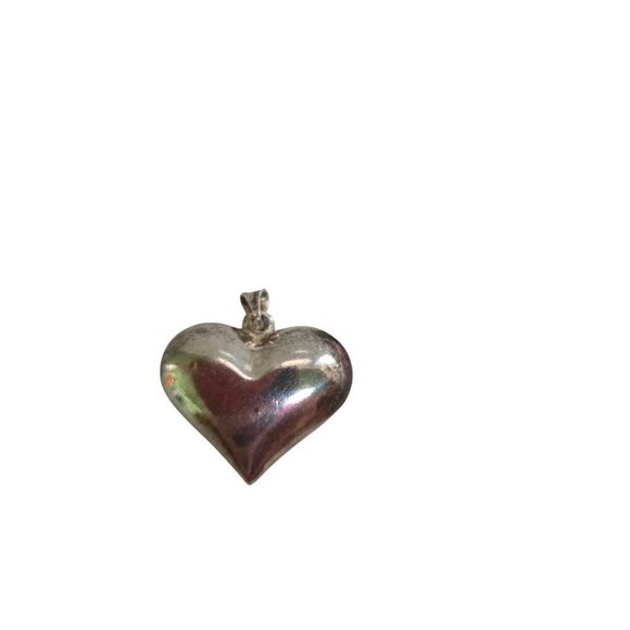 Vintage 925 Sterling Silver Puff Heart 1"x1" Marked Pendant Only - Picture 2 of 6
